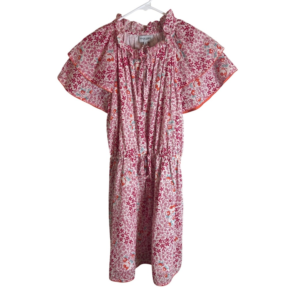 Olivia James The Label Dress Women S Pink Floral Flutter Sleeve Drawstring